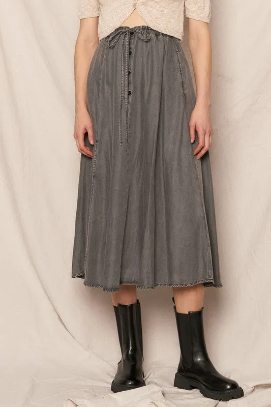 Saddleback Tencel Button Down Skirt - Charcoal