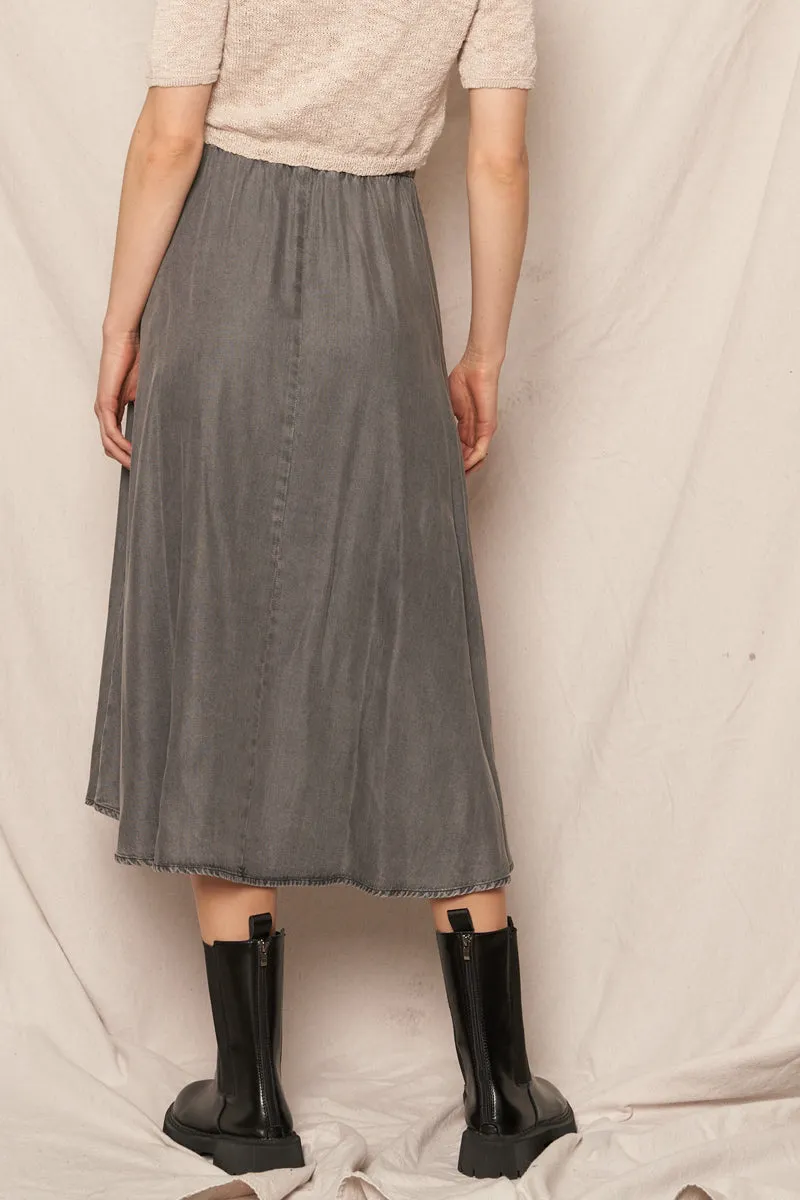 Saddleback Tencel Button Down Skirt - Charcoal