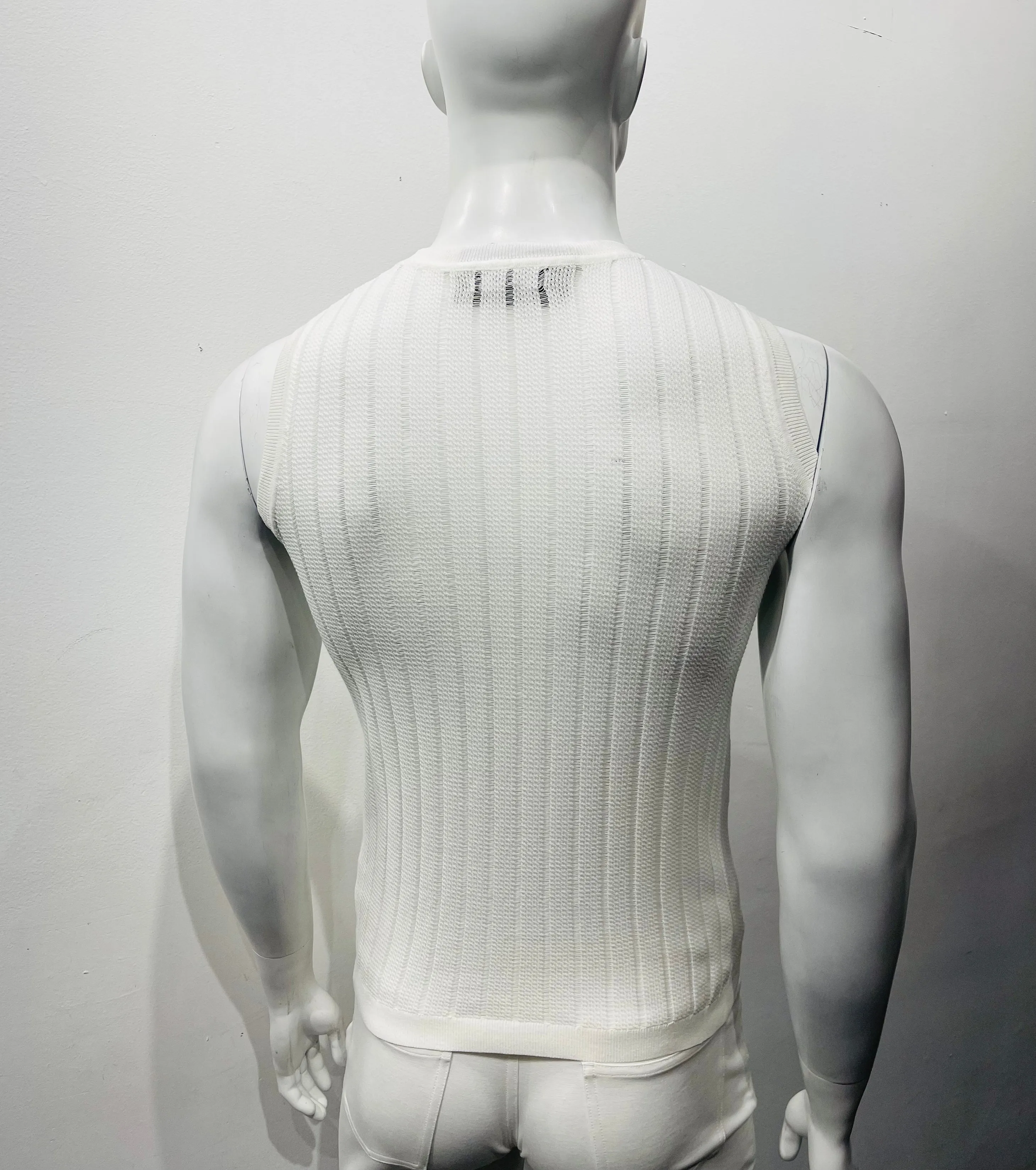 Sheer V Knitted Vest ( White)