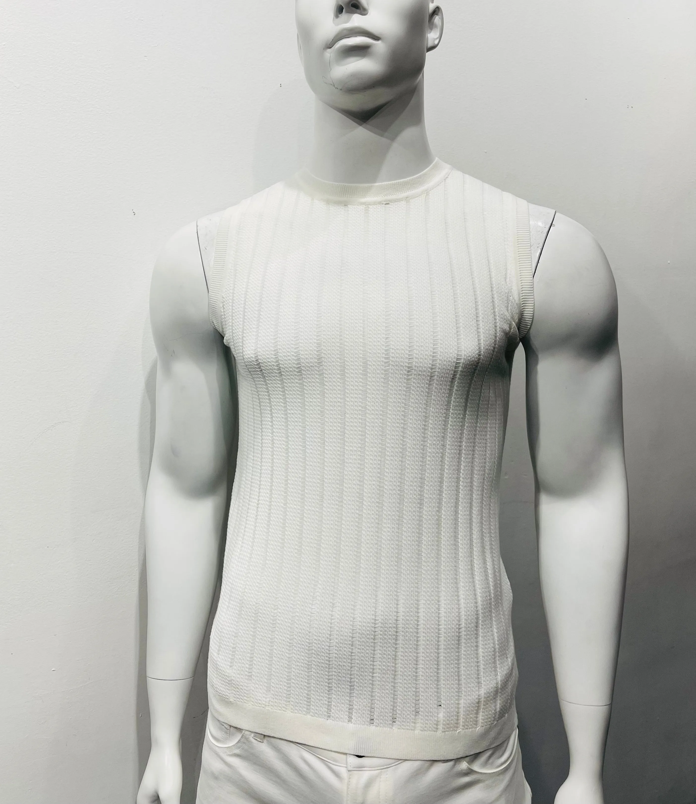 Sheer V Knitted Vest ( White)