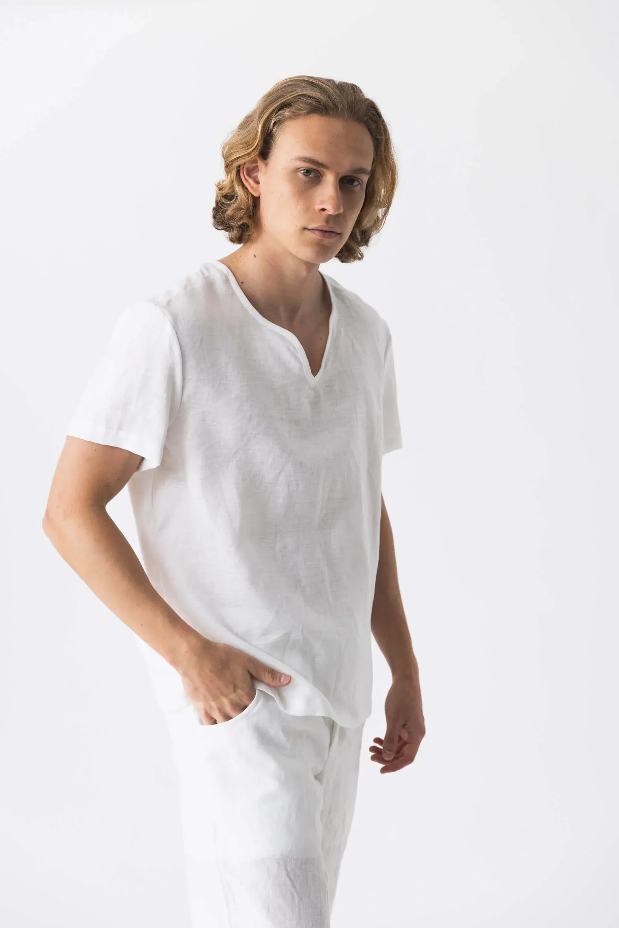 Short-sleeved linen tunic white - Marcelo