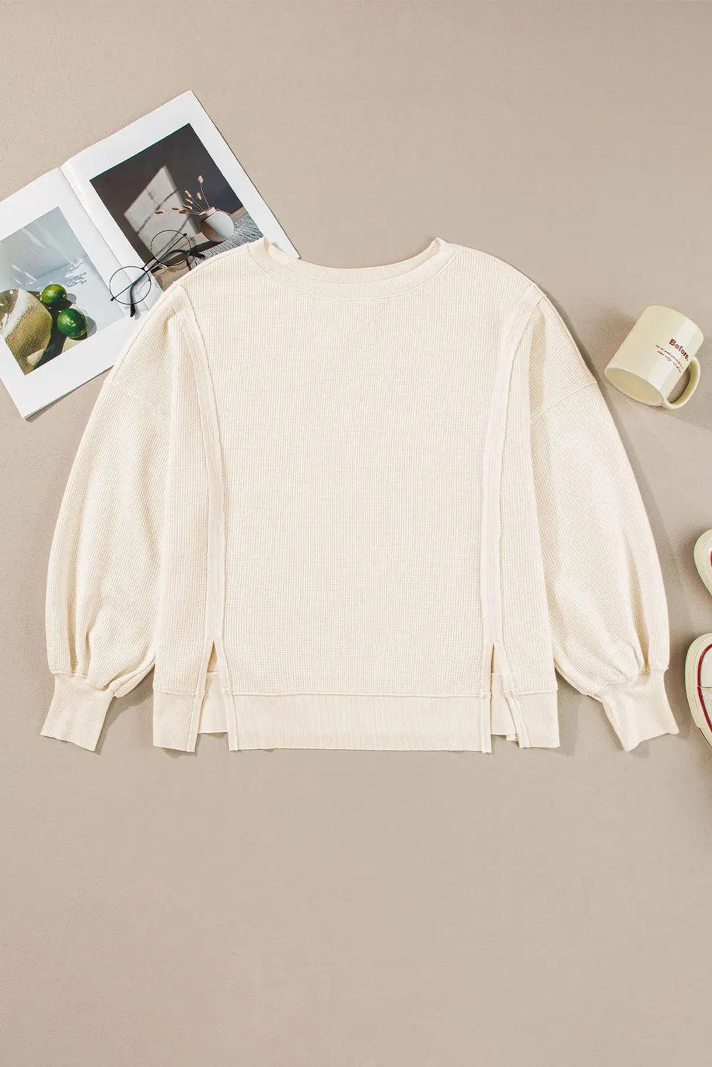 Slit Waffle Pullover
