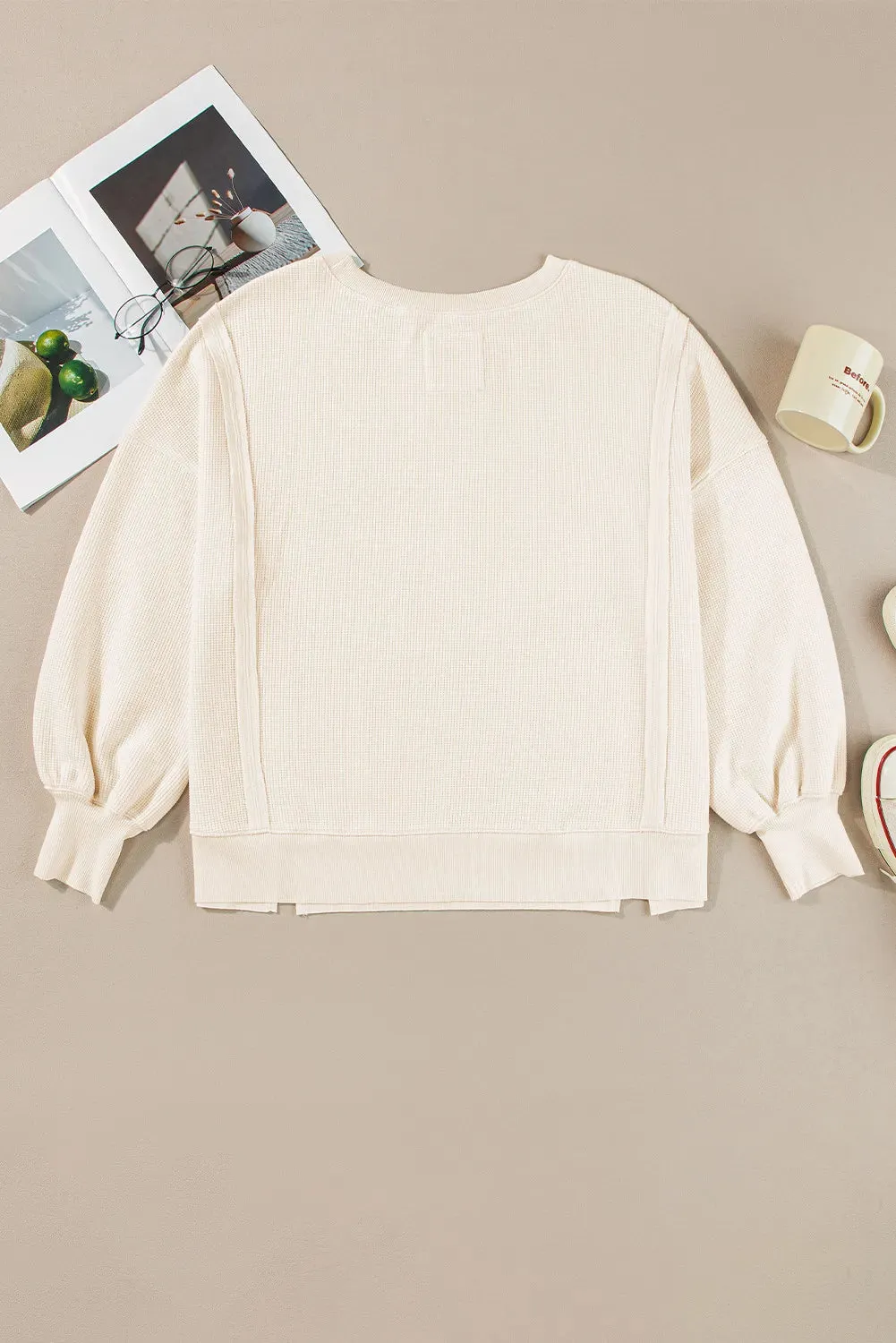 Slit Waffle Pullover