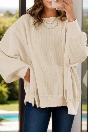Slit Waffle Pullover