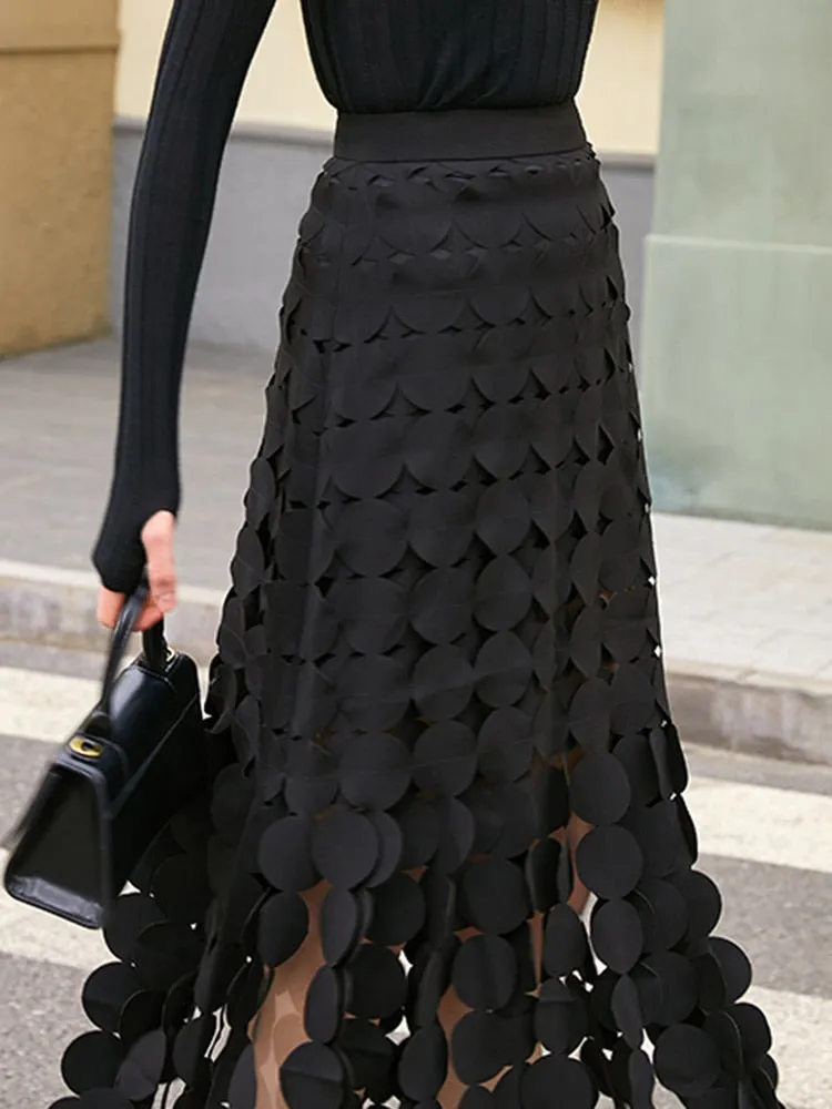 Sonya Midi Skirt with Circle Tassels