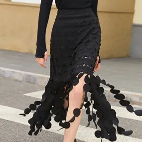 Sonya Midi Skirt with Circle Tassels