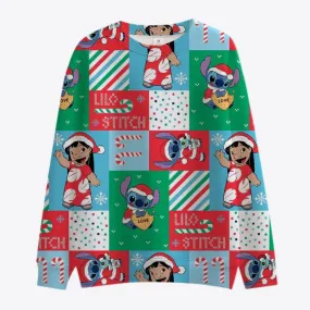 Stitch And Mickey Crew Collar Christmas Sweatshirt