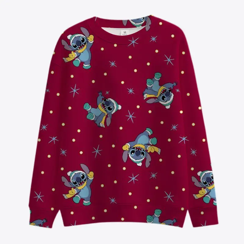 Stitch And Mickey Crew Collar Christmas Sweatshirt