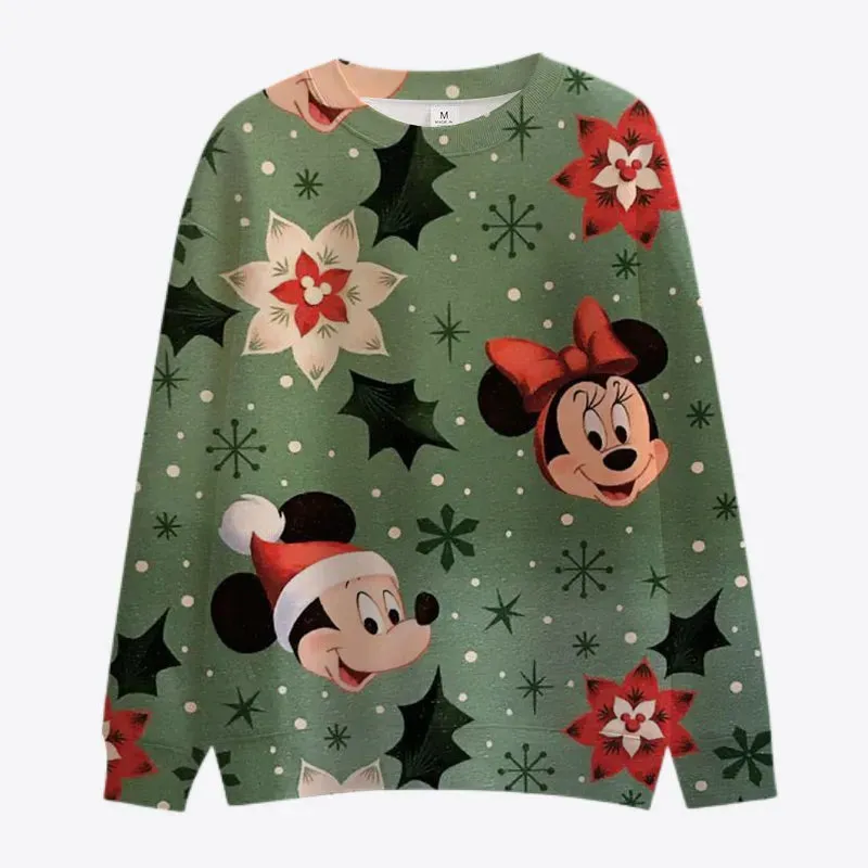 Stitch And Mickey Crew Collar Christmas Sweatshirt