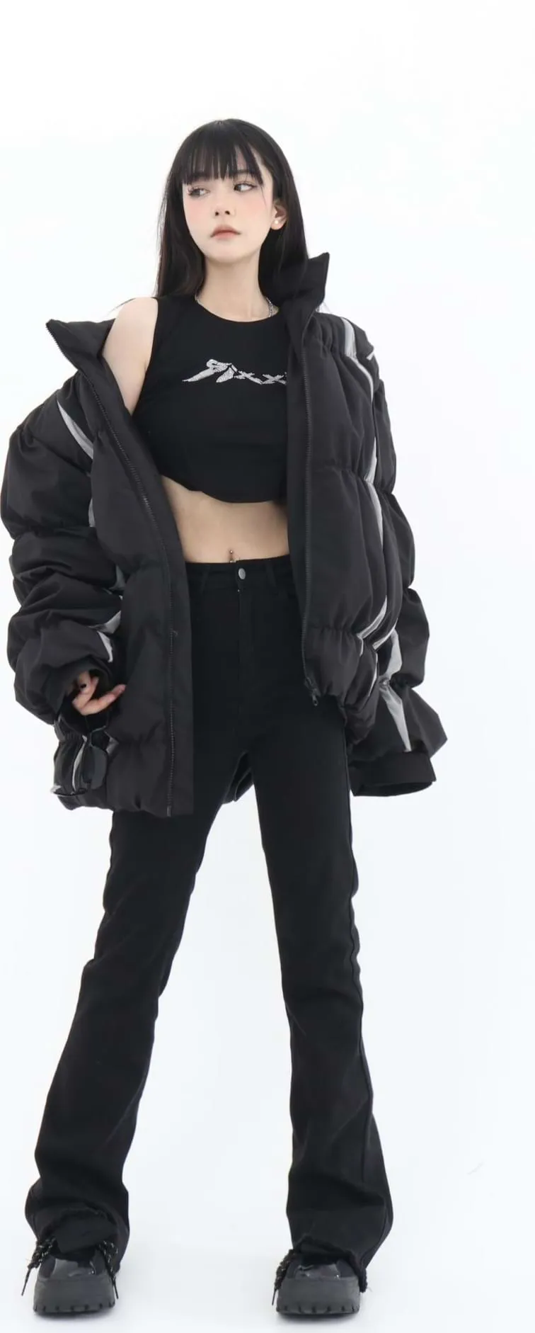 Stripe Oversized Puffer Jacket