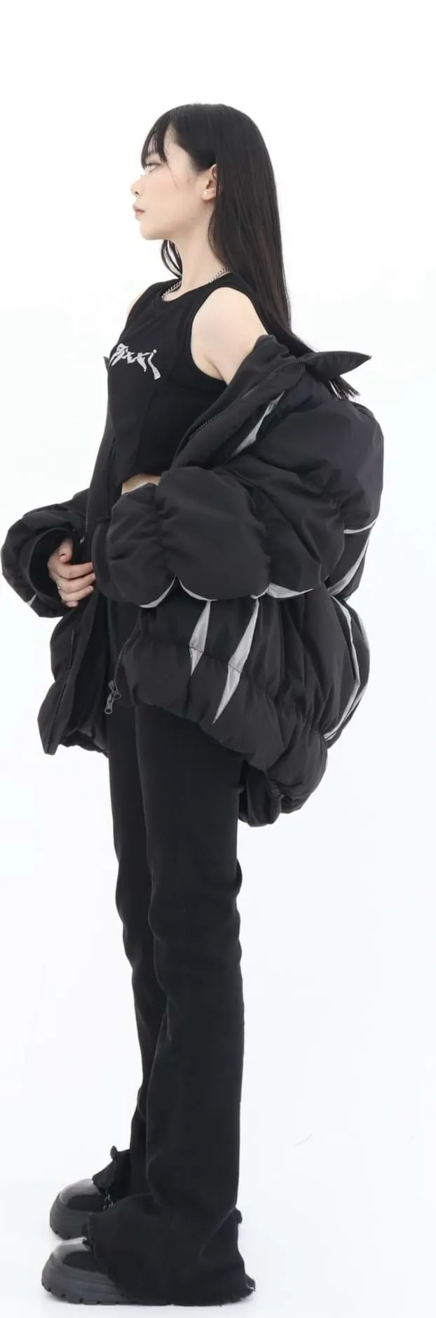 Stripe Oversized Puffer Jacket