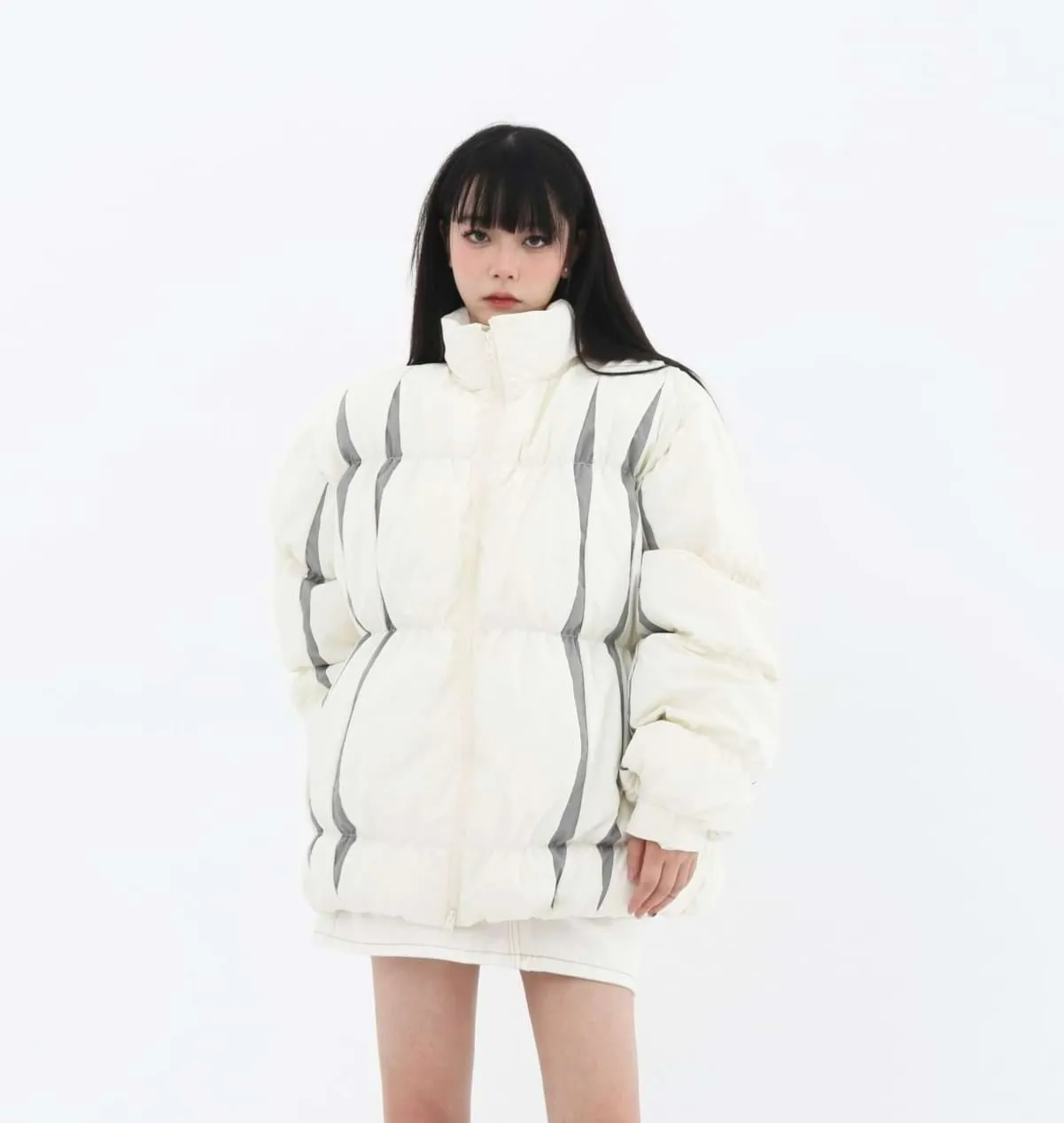 Stripe Oversized Puffer Jacket
