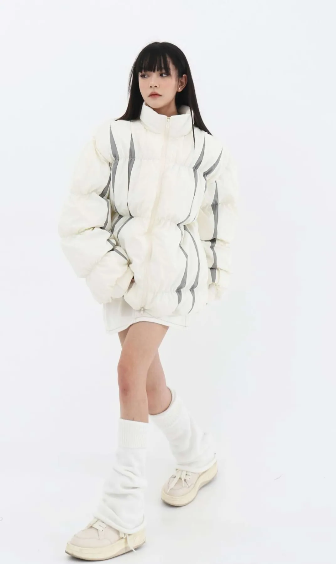 Stripe Oversized Puffer Jacket