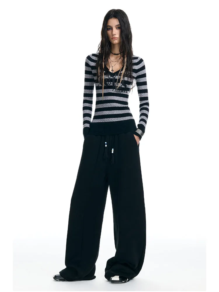 Striped Graffiti Pullover Knit Sweater