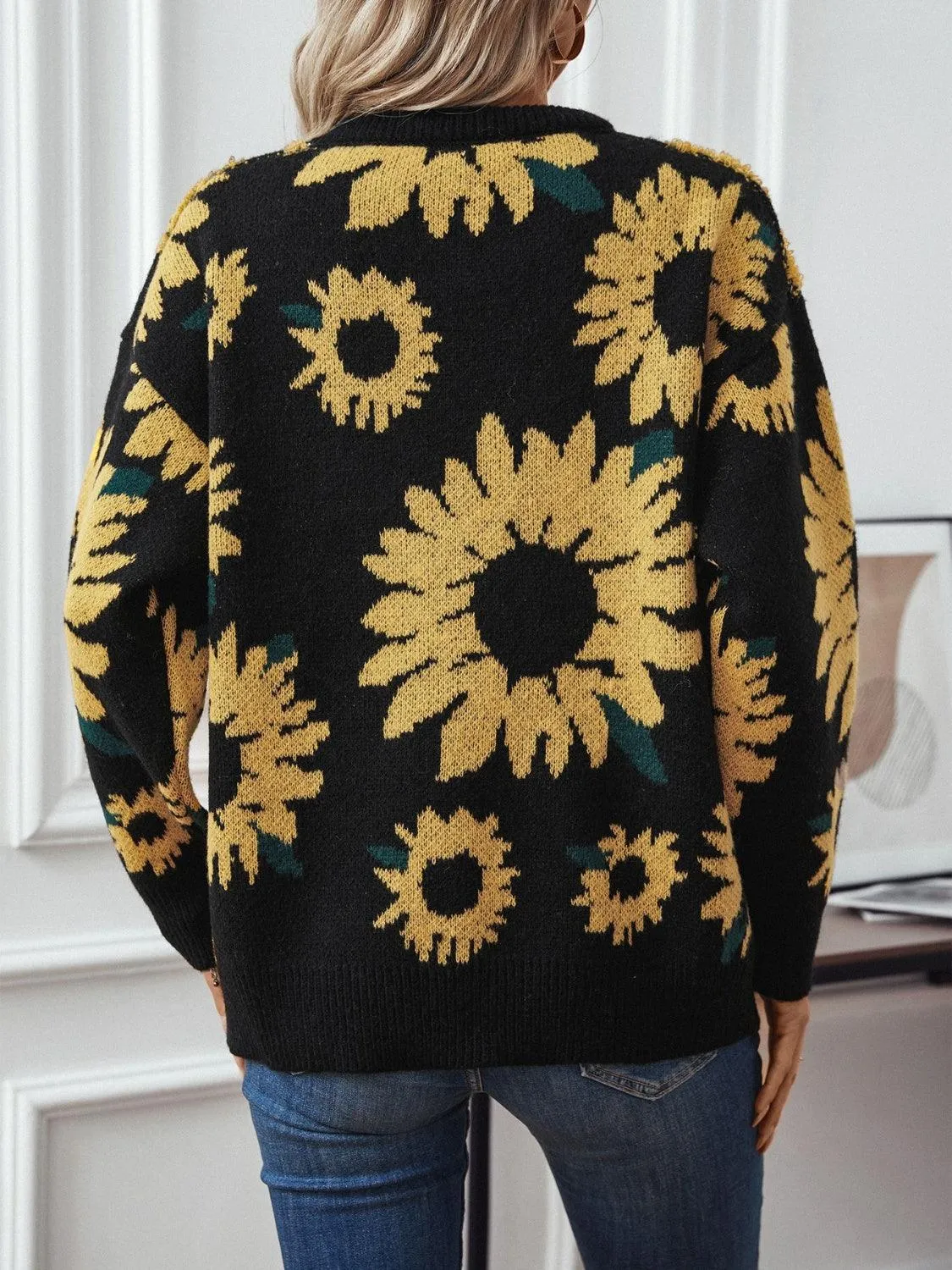 Sunflower Sweater Round Neck Long Sleeve Pullover