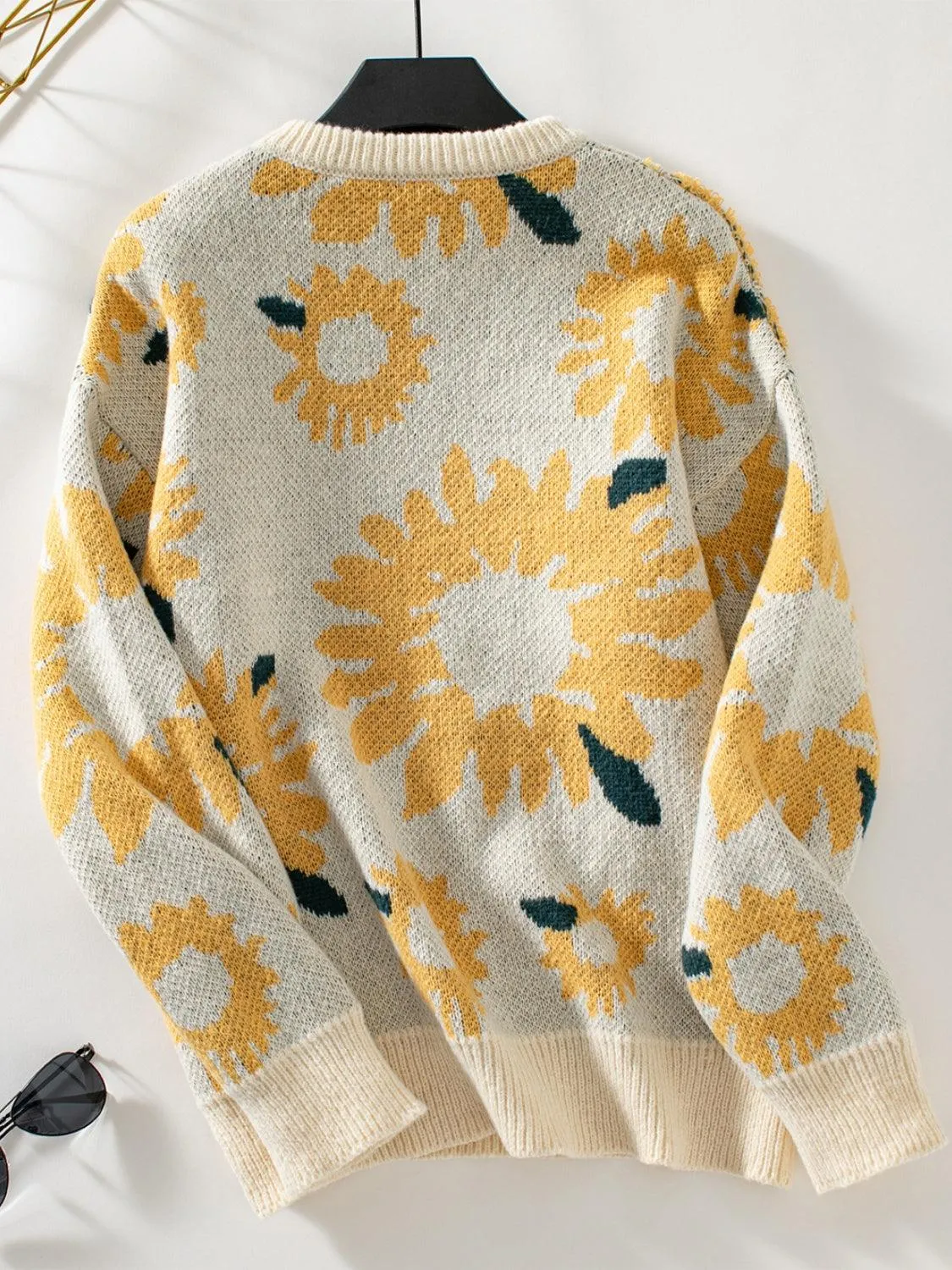 Sunflower Sweater Round Neck Long Sleeve Pullover