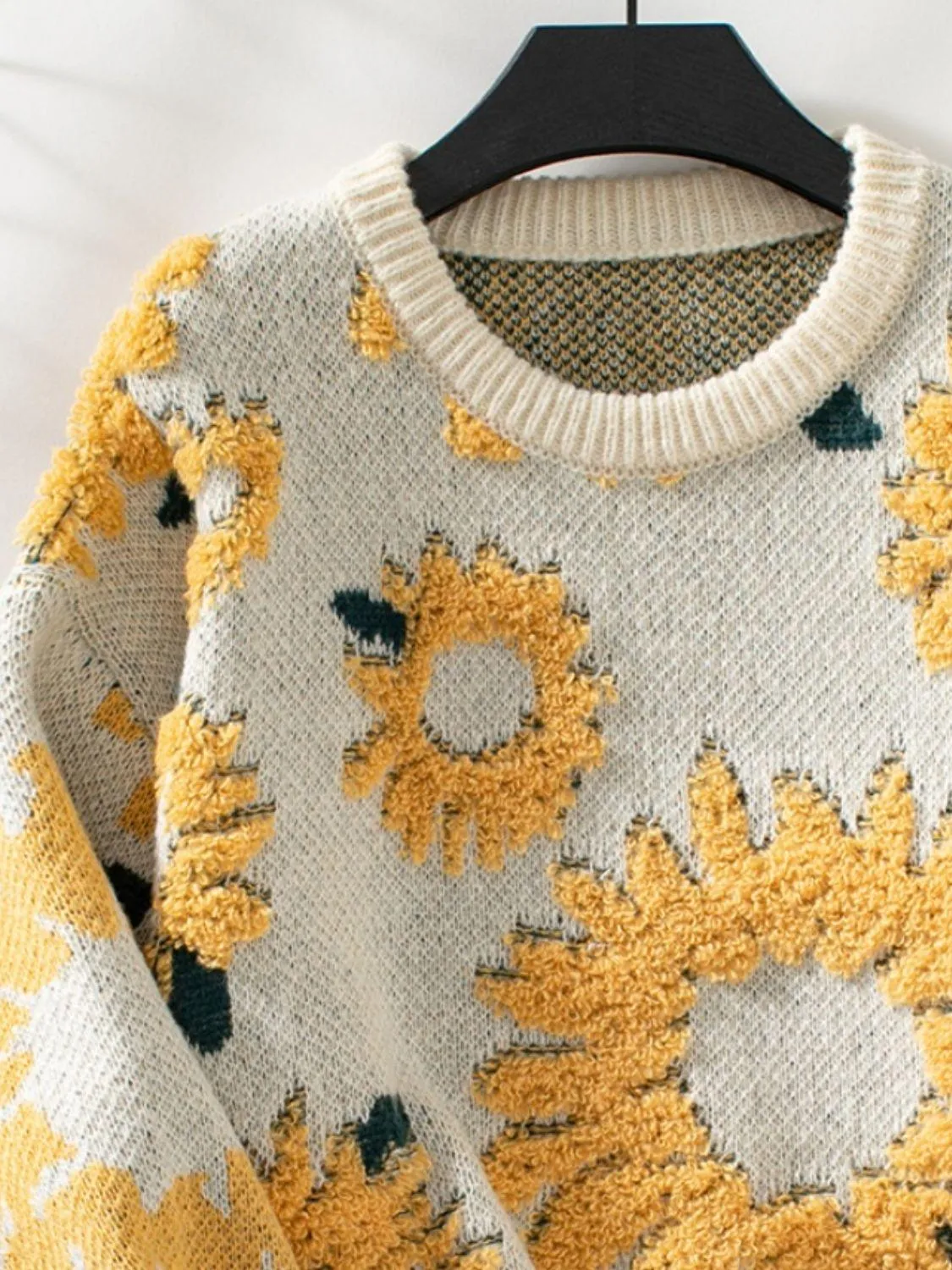 Sunflower Sweater Round Neck Long Sleeve Pullover