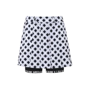 SVG Golf Spring and Summer Women's Black and White Plaid Print Sports Skort