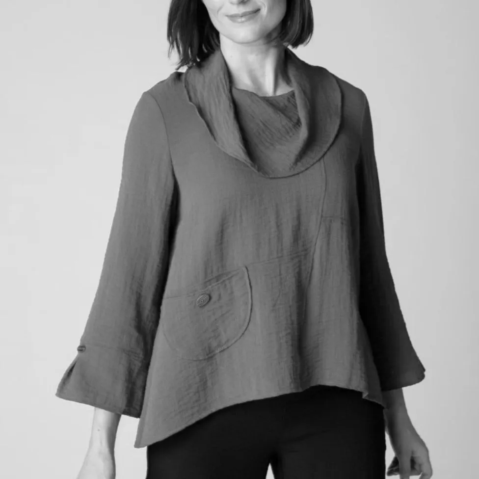 Swing Pocket Cowl Neck Pullover - Travel Material (Only XL   XXL Left)