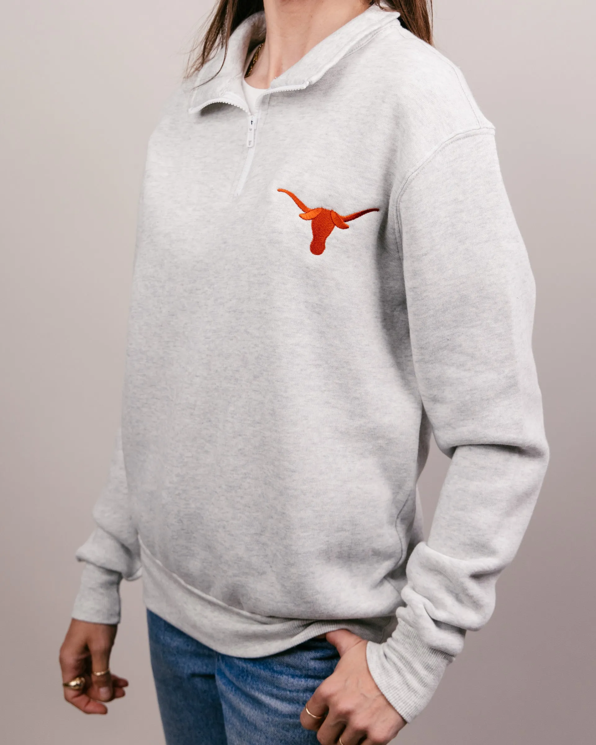 Texas Longhorns Ash Grey Quarter Zip