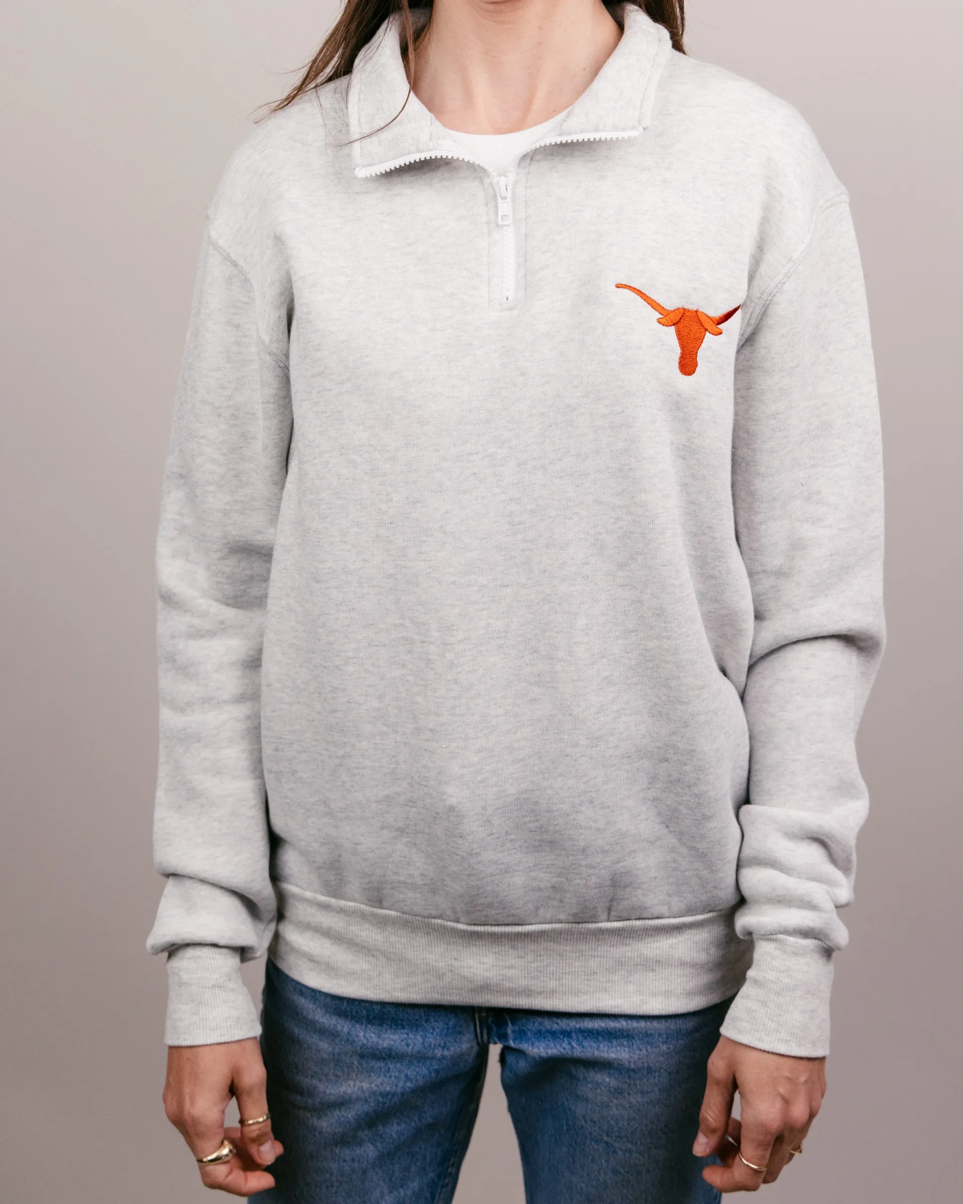 Texas Longhorns Ash Grey Quarter Zip