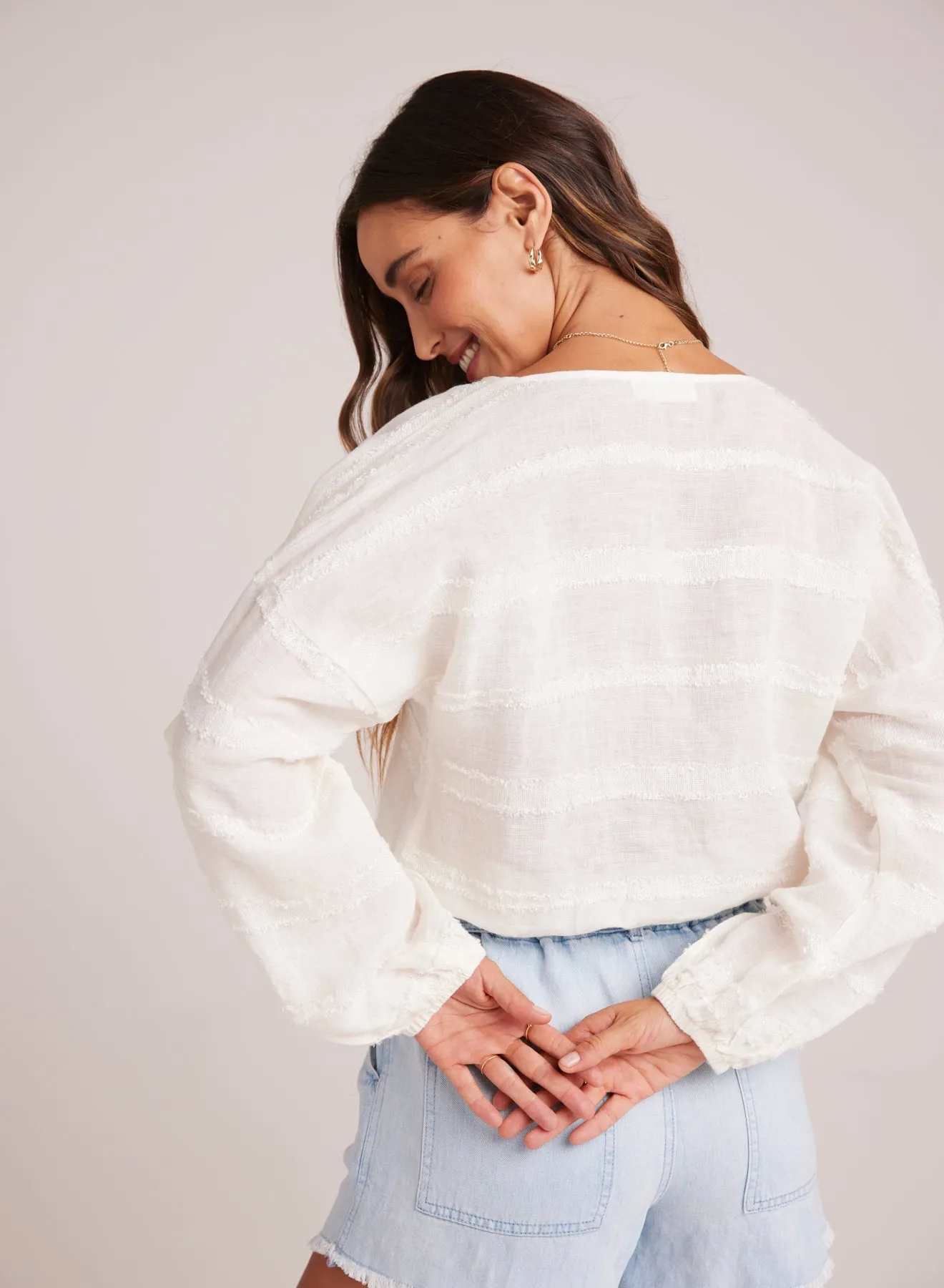 Tie Up Pullover Top - White