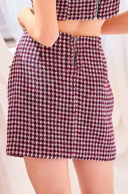 Tweed Rhinestone Skirt