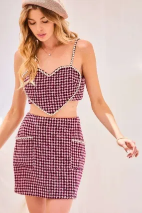 Tweed Rhinestone Skirt