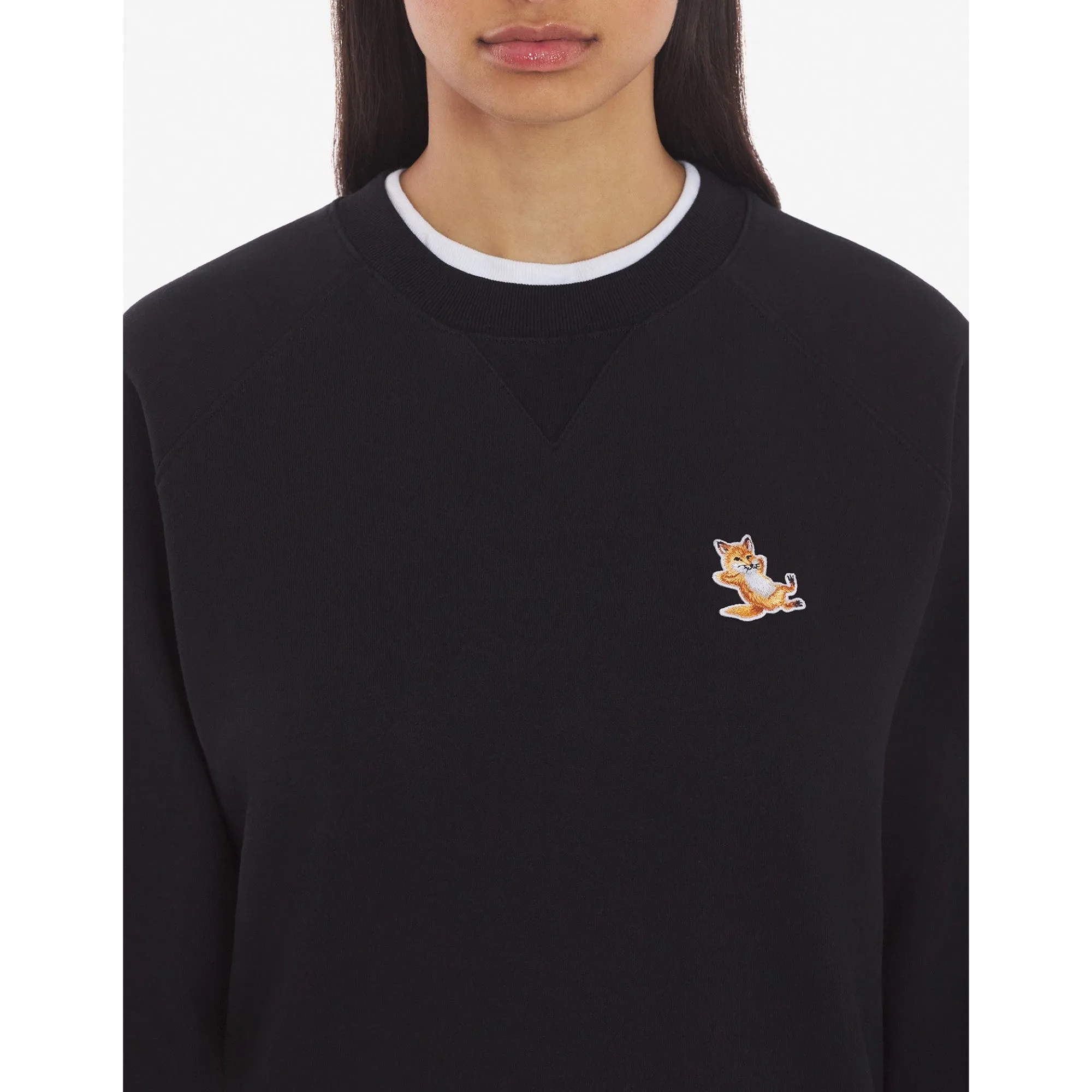 Unisex Chillax Fox Patch Classic Sweatshirt - Black