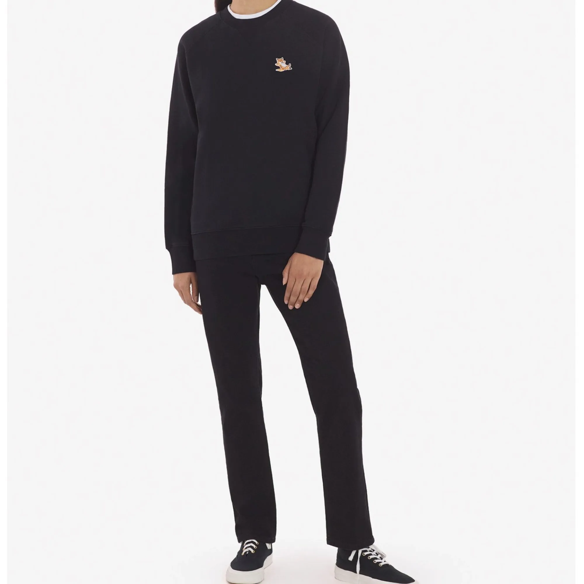 Unisex Chillax Fox Patch Classic Sweatshirt - Black
