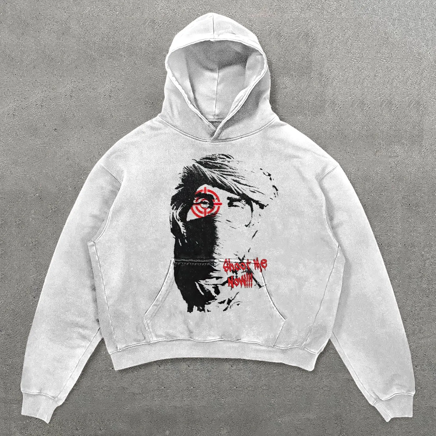 Unisex Shoot Me Now Print Long Sleeve Hoodies