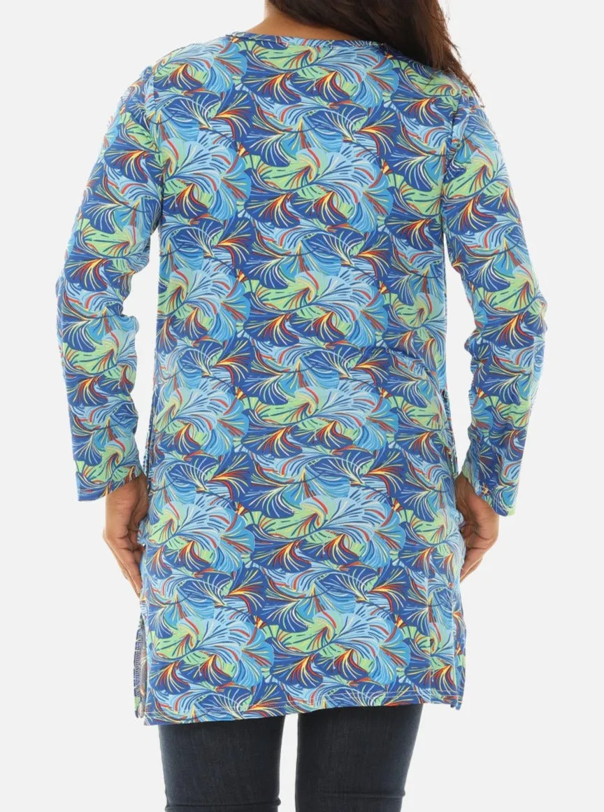 UPF 50  Printed Women Long Tunic with Both Side Pockets