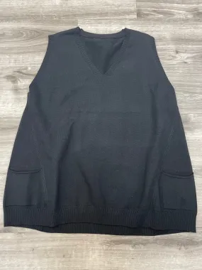 V-Neck Black Vest With Pockets O/S