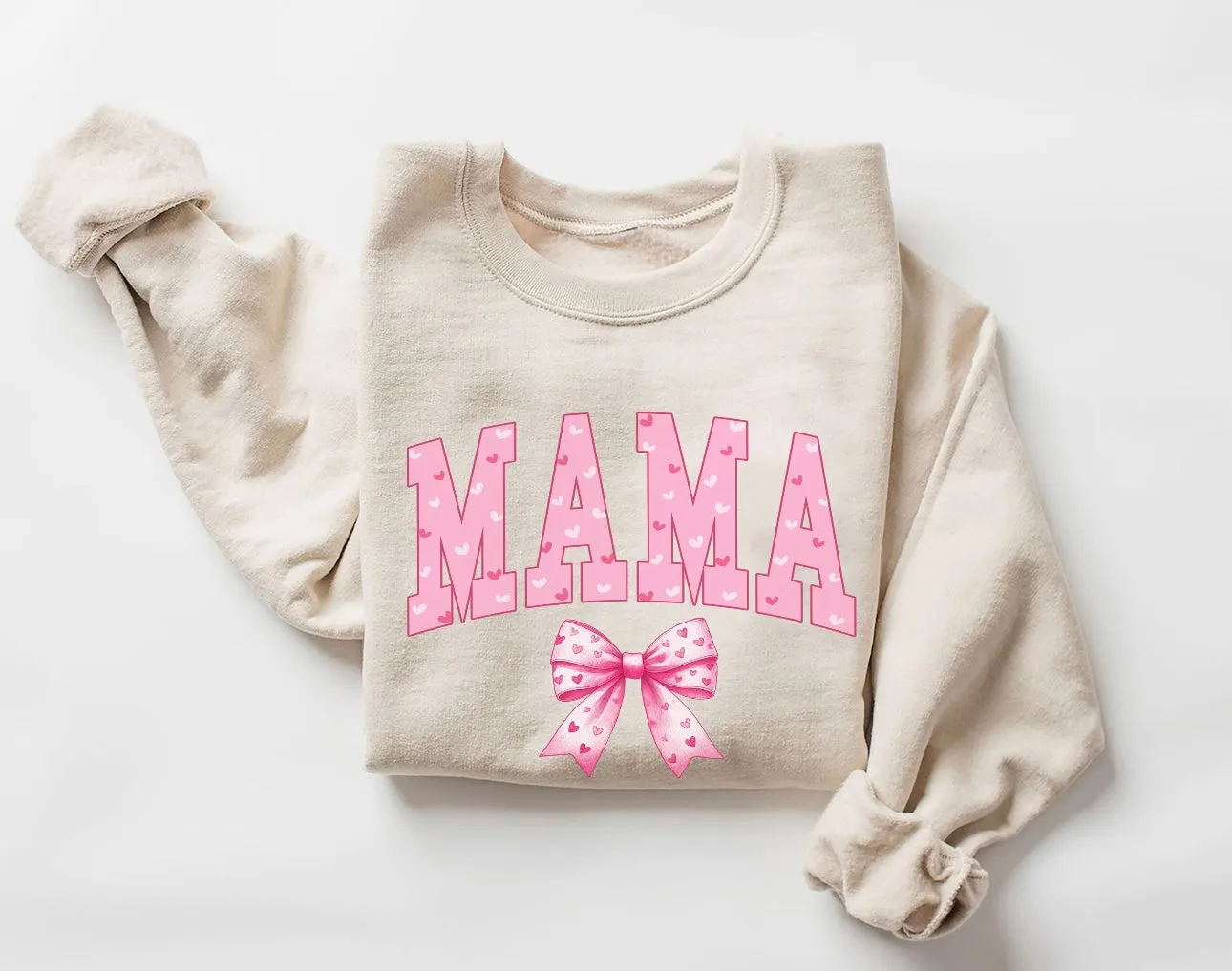 Valentine's Day Mama Bow Crewneck Sweatshirt