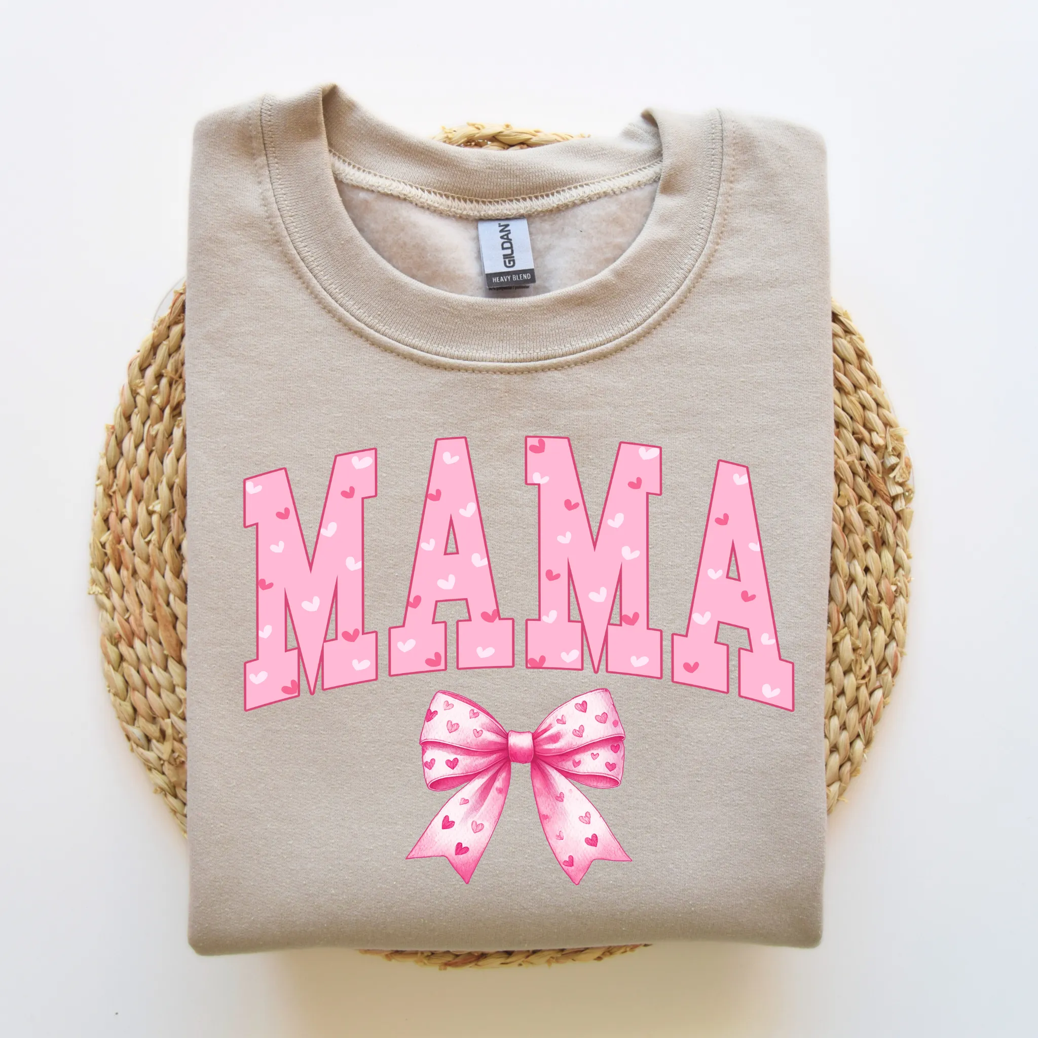 Valentine's Day Mama Bow Crewneck Sweatshirt