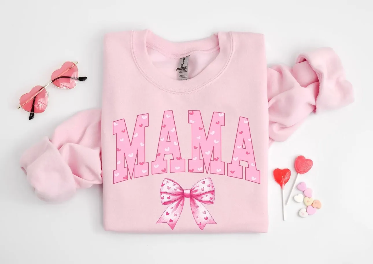 Valentine's Day Mama Bow Crewneck Sweatshirt