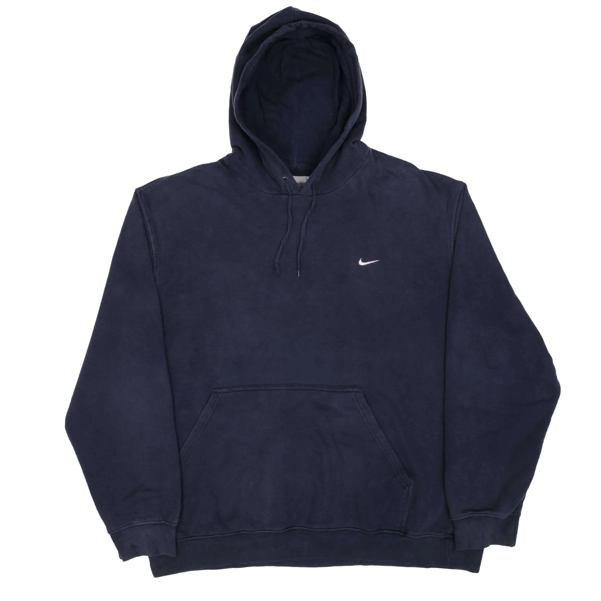 VINTAGE NIKE CLASSIC SWOOSH NAVY BLUE HOODIE SWEATSHIRT 2000S SIZE 2XL