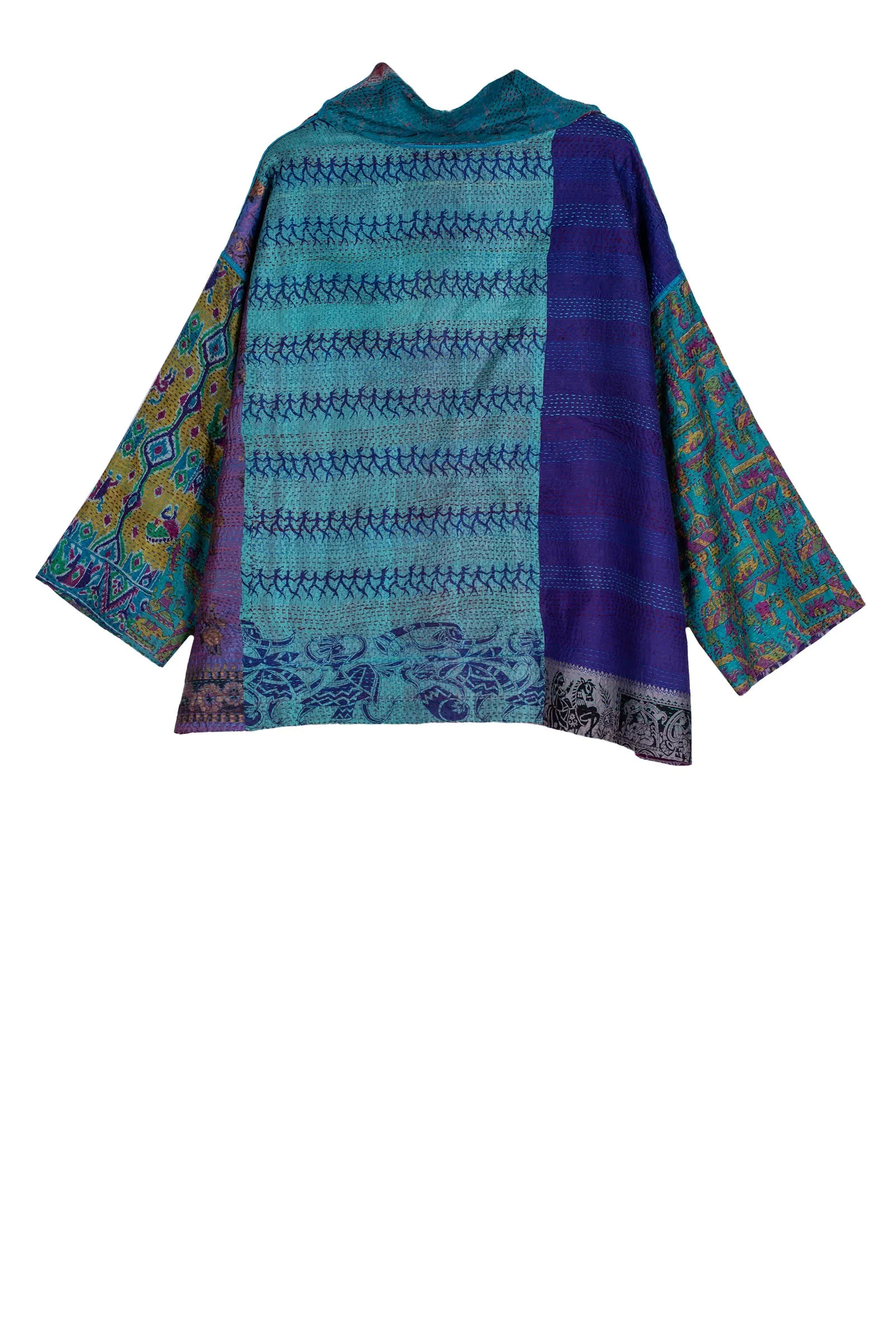 VINTAGE SILK KANTHA COWL PULLOVER - sv2547-0002a -