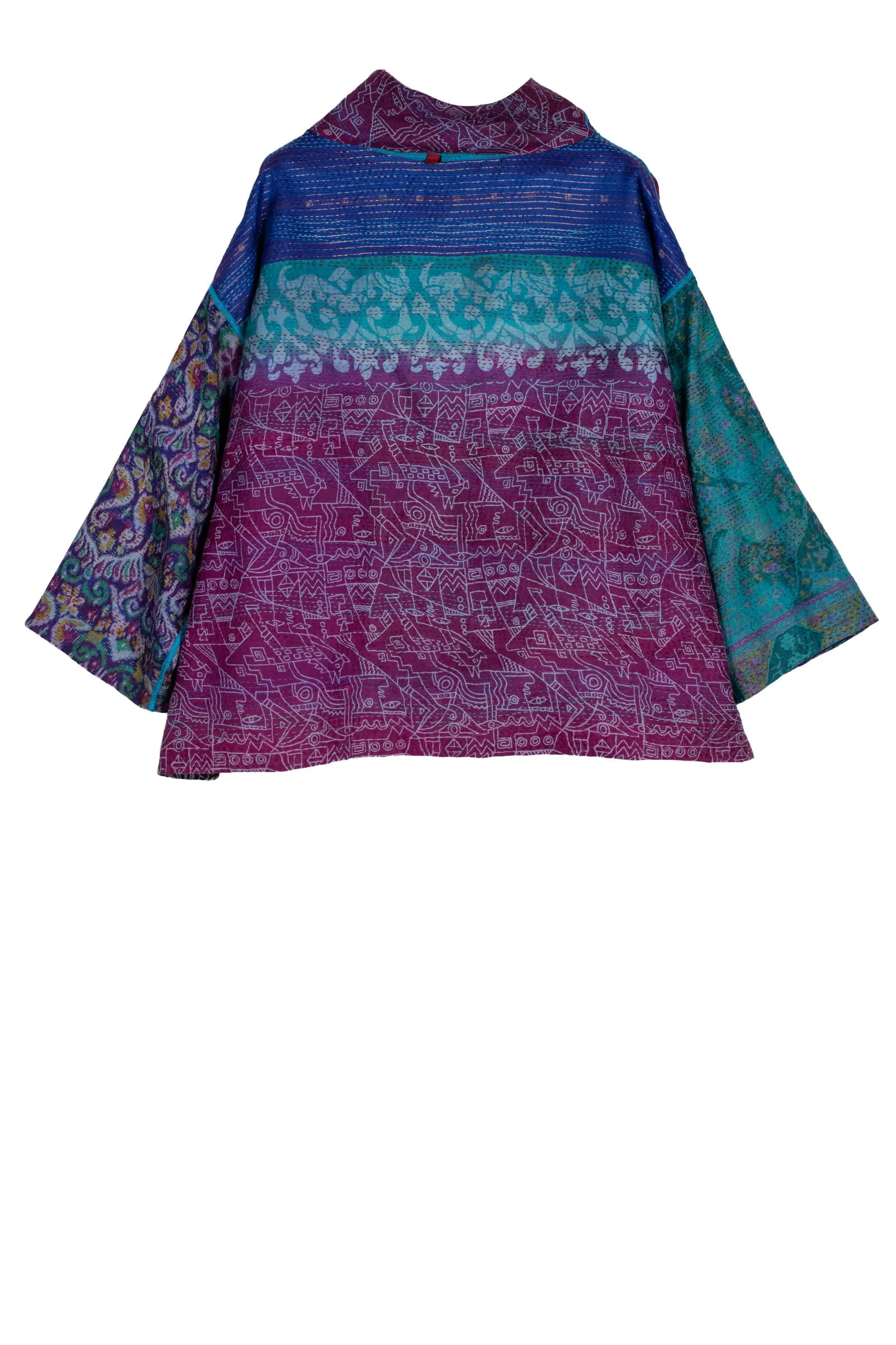 VINTAGE SILK KANTHA COWL PULLOVER - sv2547-0002a -