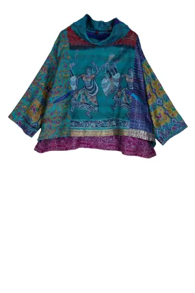 VINTAGE SILK KANTHA COWL PULLOVER - sv2547-0002a -