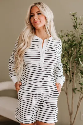 Virginia Striped Henley Pullover & Shorts Set | DROPSHIP