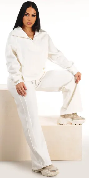 White Fleece Sweatpants Outfit