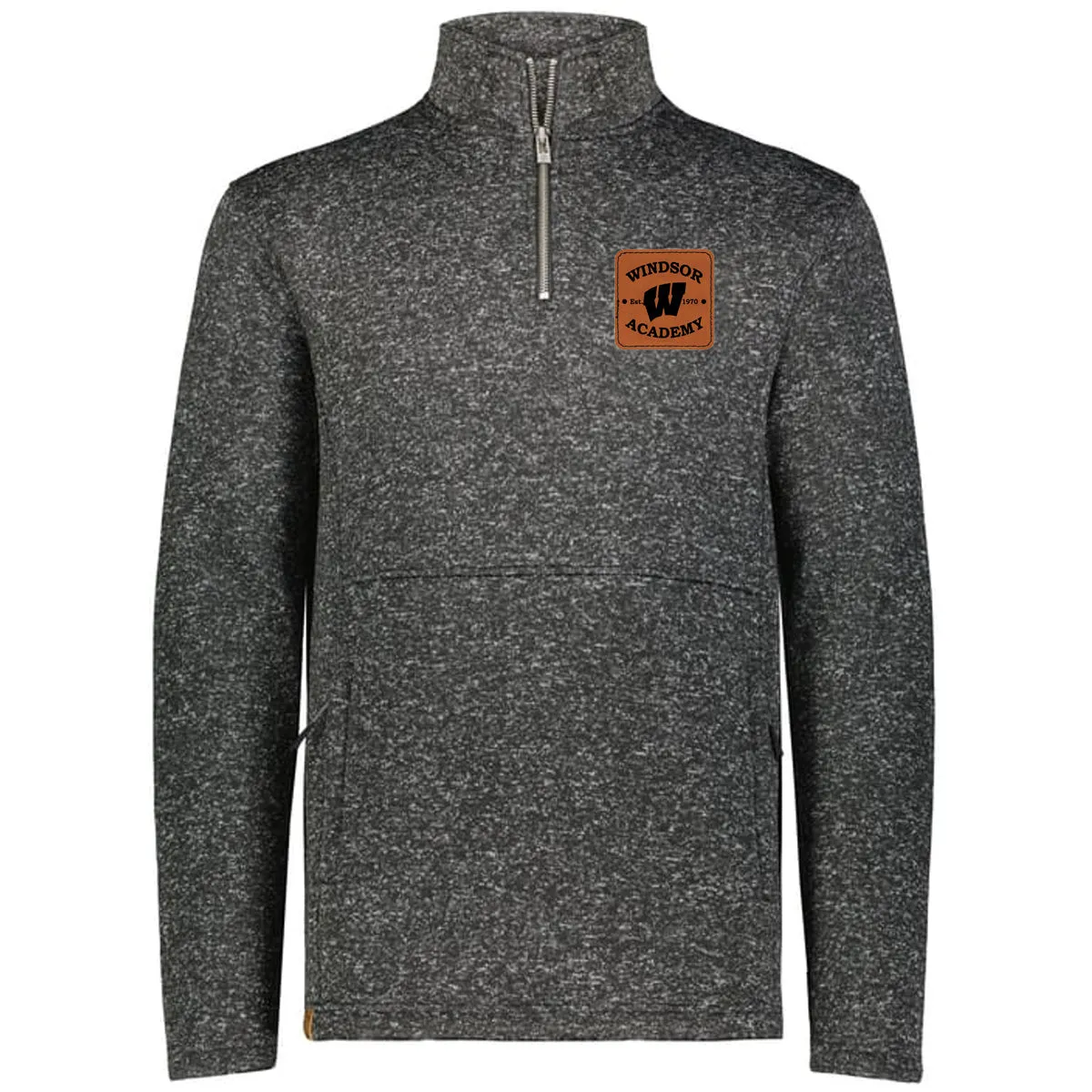 Windsor - Alpine Sweater Fleece 1/4 Zip Pullover with Leather Patch - Black Heather (223540/223740)