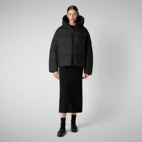 Woman's animal free hooded puffer jacket Keri in black
