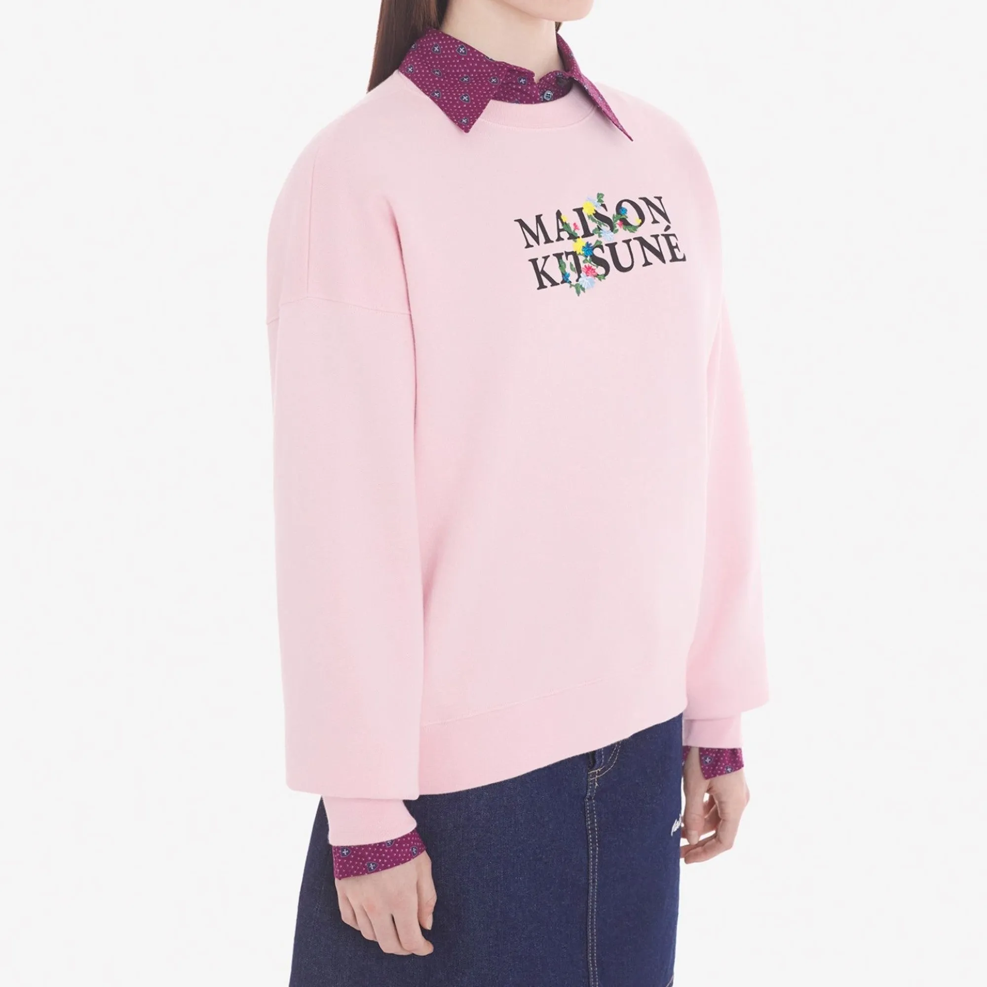 Women Maison Kitsune Flowers Comfort Sweatshirt - Pale Pink