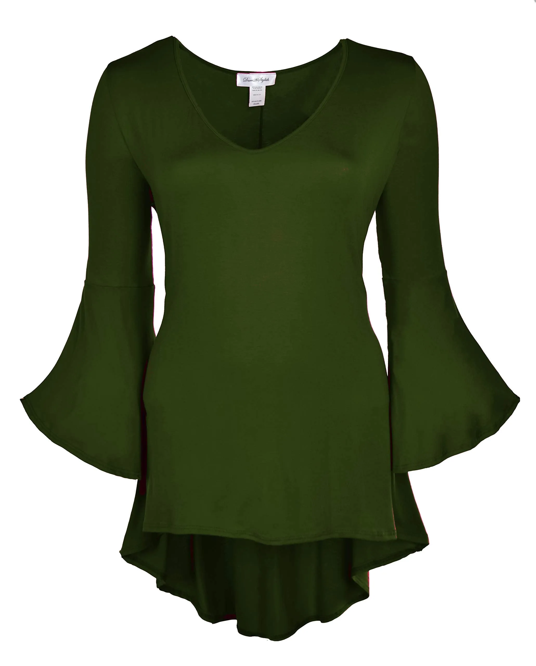 Women Plus Size High Low Bell Sleeve Gothic Blouse Tunic Top