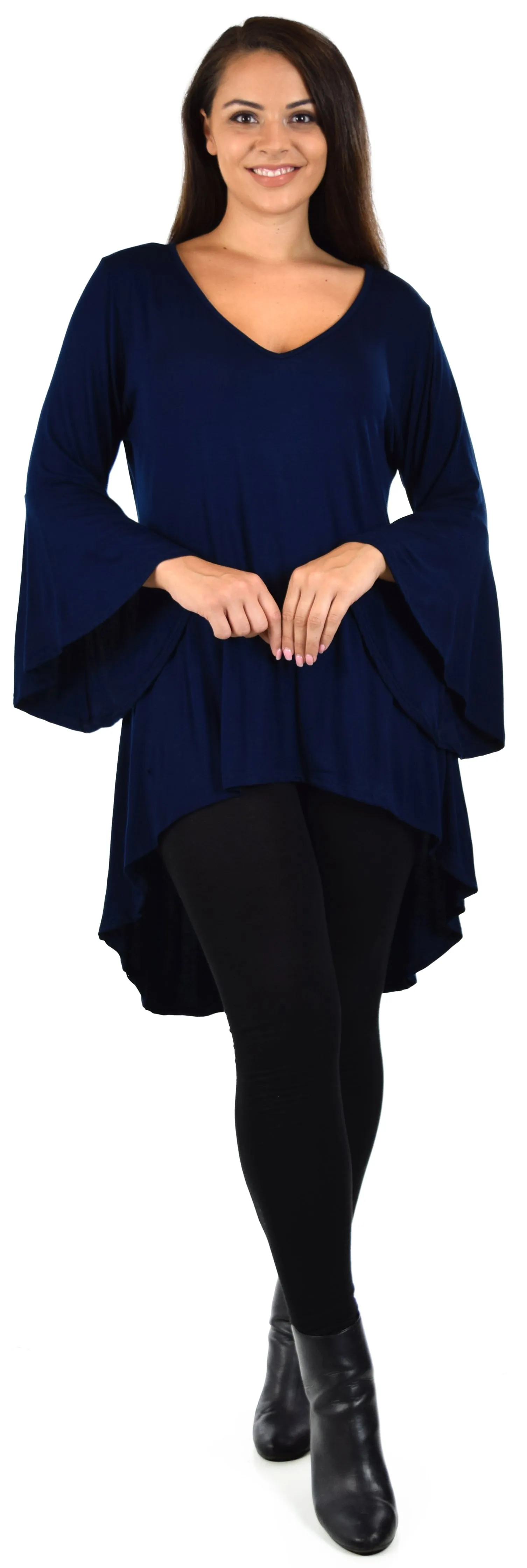 Women Plus Size High Low Bell Sleeve Gothic Blouse Tunic Top