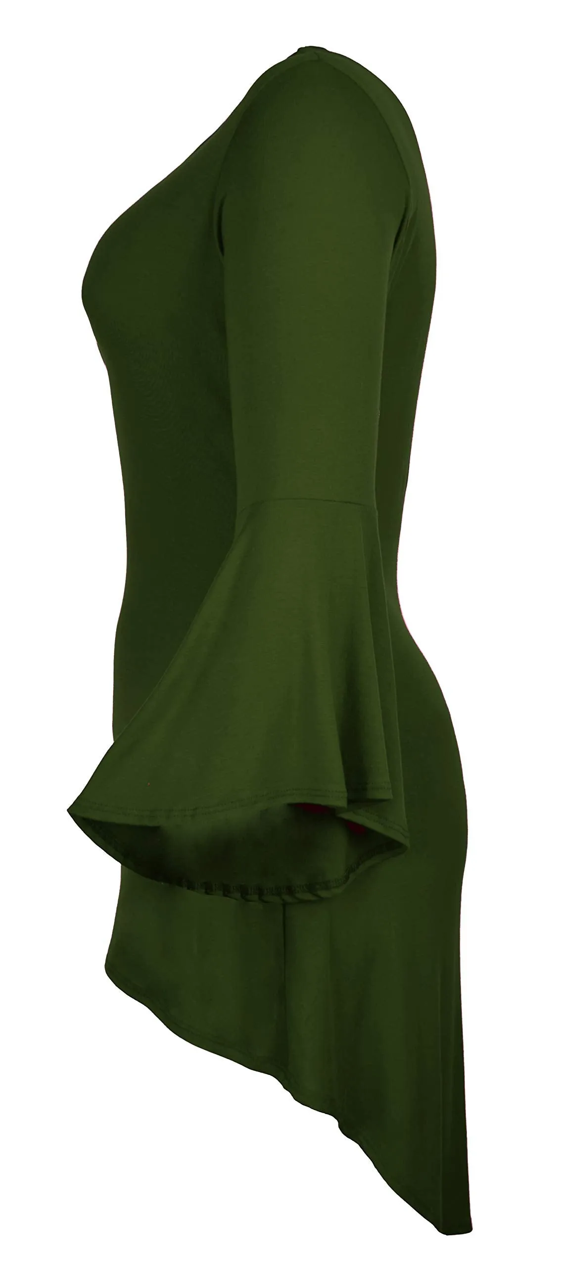 Women Plus Size High Low Bell Sleeve Gothic Blouse Tunic Top