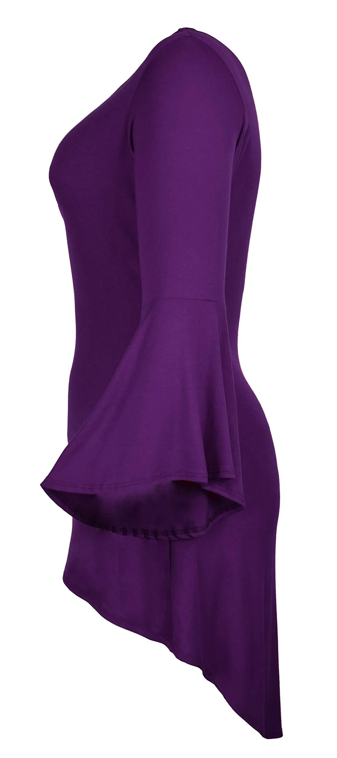 Women Plus Size High Low Bell Sleeve Gothic Blouse Tunic Top