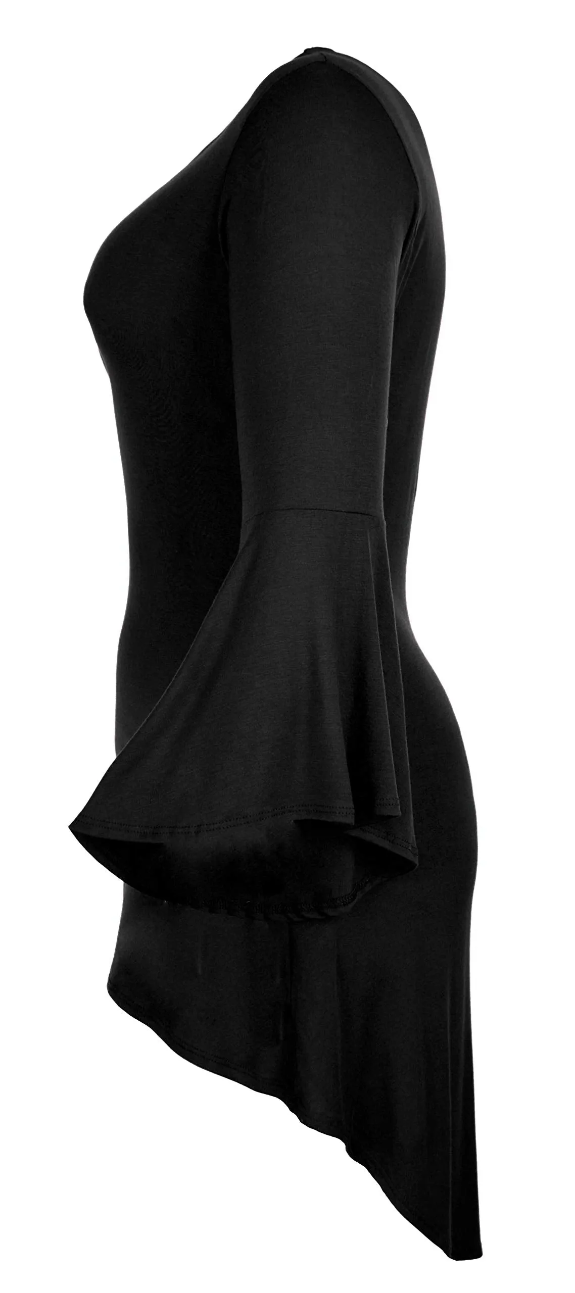 Women Plus Size High Low Bell Sleeve Gothic Blouse Tunic Top